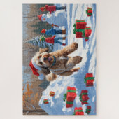 Bernedoodle Kerst Feestelijke Sneeuwscène Legpuzzel (Verticaal)