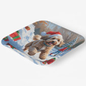 Bernedoodle Kerst Feestelijke Sneeuwscène Papieren Bordje (Gebogen)