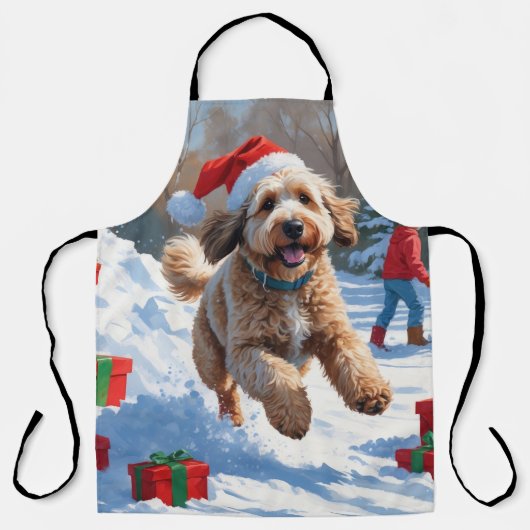 Bernedoodle Kerst Feestelijke Sneeuwscène Schort (Voorkant)