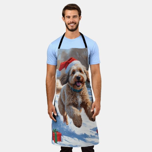 Bernedoodle Kerst Feestelijke Sneeuwscène Schort (Gedragen)