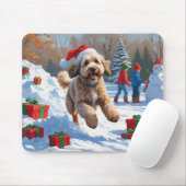 Bernedoodle Kerst Festief Sneeuw Landschap Muismat (Met muis)