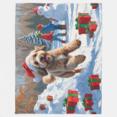 Bernedoodle Kerst Festieve Sneeuw Scene Fleece Deken (Voorkant)