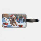 Bernedoodle Kerst Sneeuwscène Bagagelabel (Achterkant horizontaal)