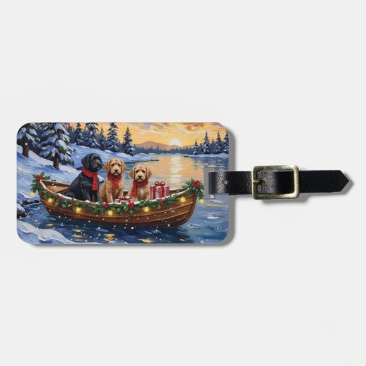 Bernedoodle Kerstboot Vakantie Bagagelabel (Voorkant horizontaal)