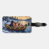 Bernedoodle Kerstboot Vakantie Bagagelabel (Achterkant horizontaal)