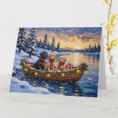 Bernedoodle Kerstboot Vakantie Kaart (Gele Bloem)