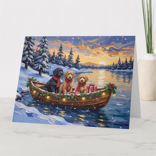 Bernedoodle Kerstboot Vakantie Kaart (Voorkant)