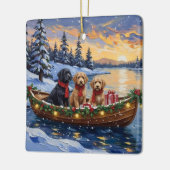 Bernedoodle Kerstboot Vakantie Keramisch Ornament (Links)