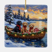 Bernedoodle Kerstboot Vakantie Keramisch Ornament (Achterkant)