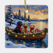 Bernedoodle Kerstboot Vakantie Keramisch Ornament (Voorkant)