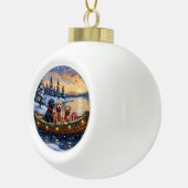 Bernedoodle Kerstboot Vakantie Keramische Bal Ornament (Rechts)