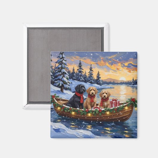 Bernedoodle Kerstboot Vakantie Magneet (Voorkant / Achterkant)