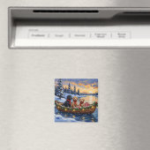 Bernedoodle Kerstboot Vakantie Magneet (Insitu (Vaatwasser))