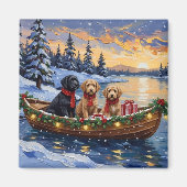 Bernedoodle Kerstboot Vakantie Magneet (Voorkant)