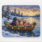 Bernedoodle Kerstboot Vakantie Muismat (Voorkant)