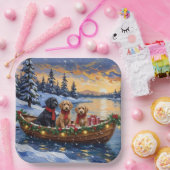 Bernedoodle Kerstboot Vakantie Papieren Bordje (Feest)