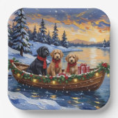 Bernedoodle Kerstboot Vakantie Papieren Bordje (Voorkant)