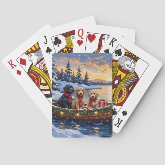 Bernedoodle Kerstboot Vakantie Pokerkaarten (Achterkant)