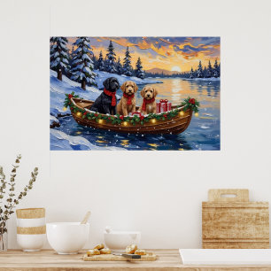 Bernedoodle Kerstboot Vakantie Poster
