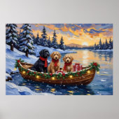 Bernedoodle Kerstboot Vakantie Poster (Voorkant)