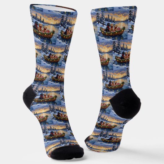 Bernedoodle Kerstboot Vakantie Sokken (Gebogen)