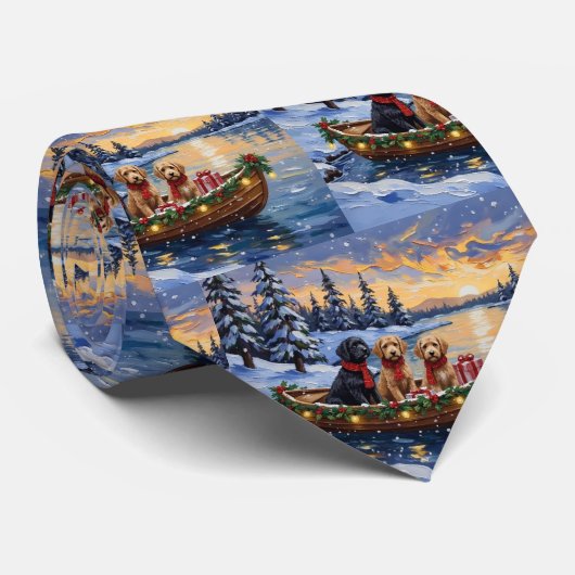 Bernedoodle Kerstboot Vakantie Stropdas (Opgerold)