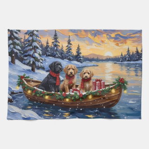 Bernedoodle Kerstboot Vakantie Theedoek