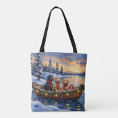 Bernedoodle Kerstboot Vakantie Tote Bag (Achterkant)