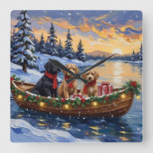 Bernedoodle Kerstboot Vakantie Vierkante Klok (Voorkant)