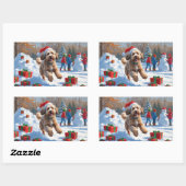 Bernedoodle Kerstfeest Sneeuwlandschap Rechthoekige Sticker (Vel)