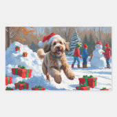 Bernedoodle Kerstfeest Sneeuwlandschap Rechthoekige Sticker (Voorkant)