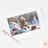 Bernedoodle Kerstfeest Sneeuwlandschap Rechthoekige Sticker (Envelop)