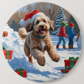 Bernedoodle Kerstfeest Sneeuwlandschap Ronde Button 6,0 Cm (Voorkant)