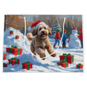 Bernedoodle Kerstfeest Sneeuwscène Groot Cadeauzakje (Voorkant)