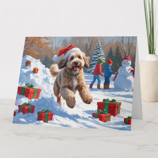 Bernedoodle Kerstfeest Sneeuwscène Kaart (Voorkant)