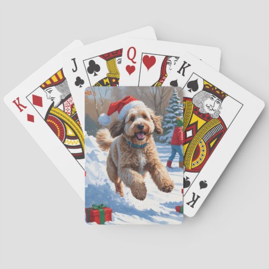 Bernedoodle Kerstfeest Sneeuwscène Pokerkaarten (Achterkant)
