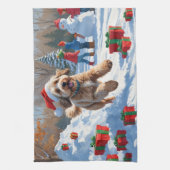 Bernedoodle Kerstfeest Sneeuwscène Theedoek (Verticaal)