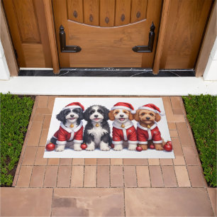 Bernedoodle Kerstjurk Kerstman Hoed Deurmat