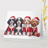 Bernedoodle Kerstjurk Kerstman Hoed Kaart (Gele Bloem)