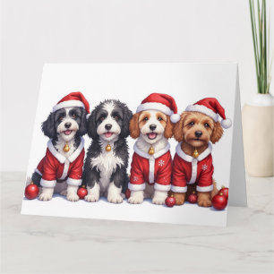 Bernedoodle Kerstjurk Kerstman Hoed Kaart