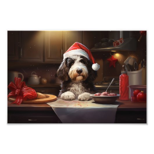 Bernedoodle Kerstkoekjes Feestelijke vakantie Foto Afdruk (Voorkant)
