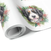 Bernedoodle Kerstkrans Feestelijke Pup Cadeaupapier (Rol Hoek)