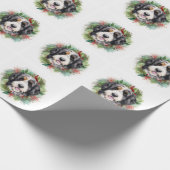 Bernedoodle Kerstkrans Feestelijke Pup Cadeaupapier (Hoek)