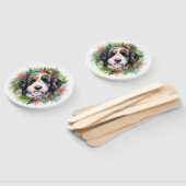 Bernedoodle Kerstkrans Feestelijke Pup Handwaaier (Niet-gemonteerd)