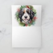 Bernedoodle Kerstkrans Feestelijke Pup Kaart (Binnen)