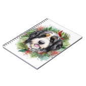 Bernedoodle Kerstkrans Feestelijke Pup Notitieboek (Linkerzijde)