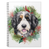 Bernedoodle Kerstkrans Feestelijke Pup Notitieboek (Voorkant)