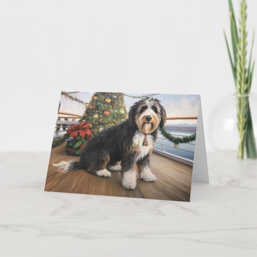 Bernedoodle Kerstmis Cruise: Pauze Vakantie Kaart (Voorkant)