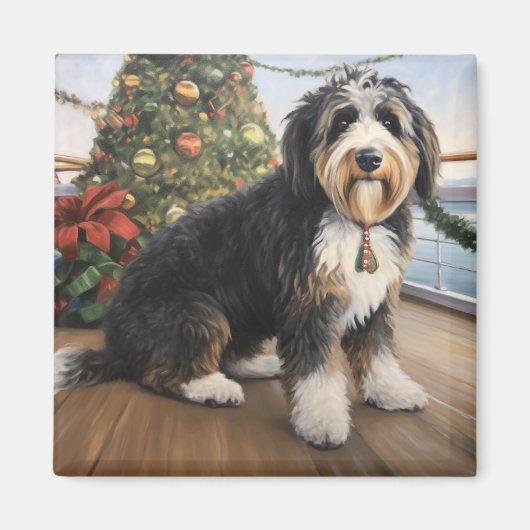 Bernedoodle Kerstmis Cruise: Pauze Vakantie Magneet (Voorkant)