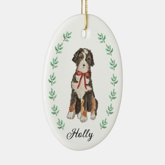 Bernedoodle kerstversiering keramisch ornament (Rechts)